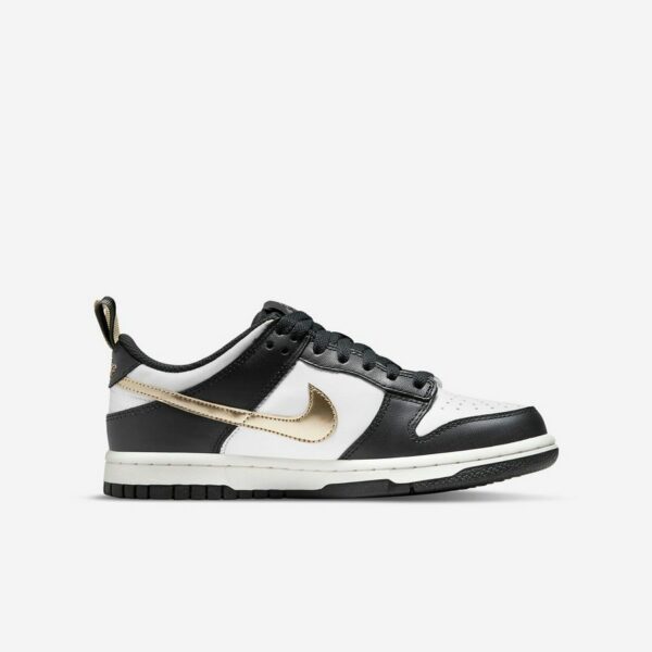 Nike Dunk Low Black White Metallic GS - Зображення 5