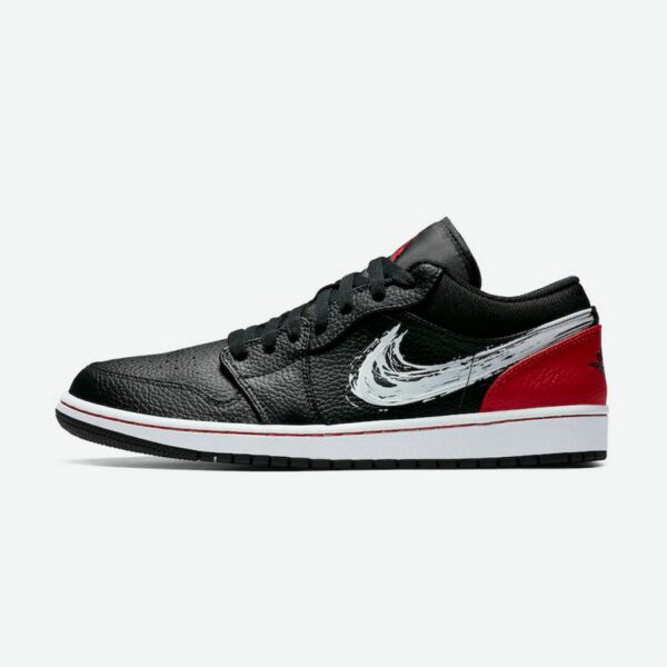 Air Jordan 1 Low 'Brushstroke Swoosh - Black Red'