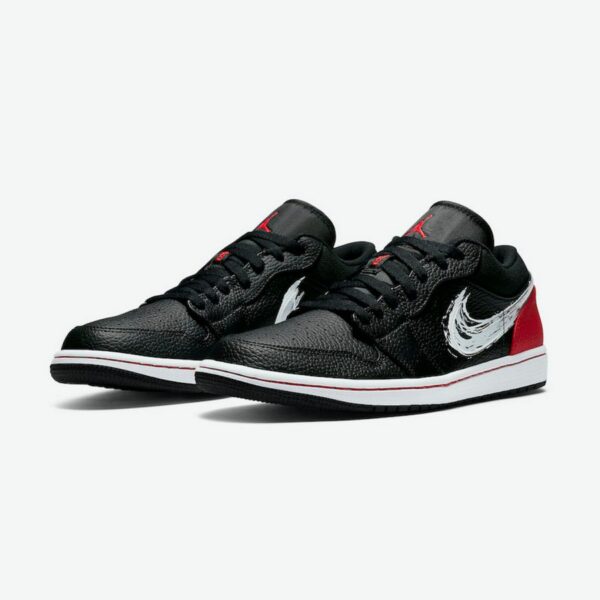 Air Jordan 1 Low 'Brushstroke Swoosh - Black Red' - Зображення 3