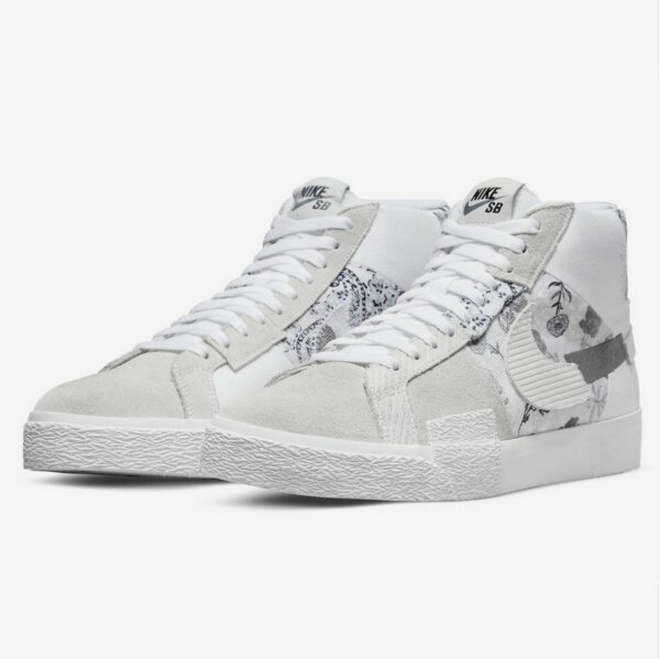 Nike SB Zooom Blazer Mid Edge Floral White Grey - Зображення 2