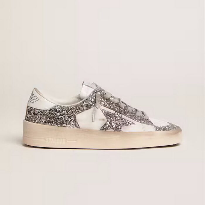 Golden Goose Stardan in white leather and glitter