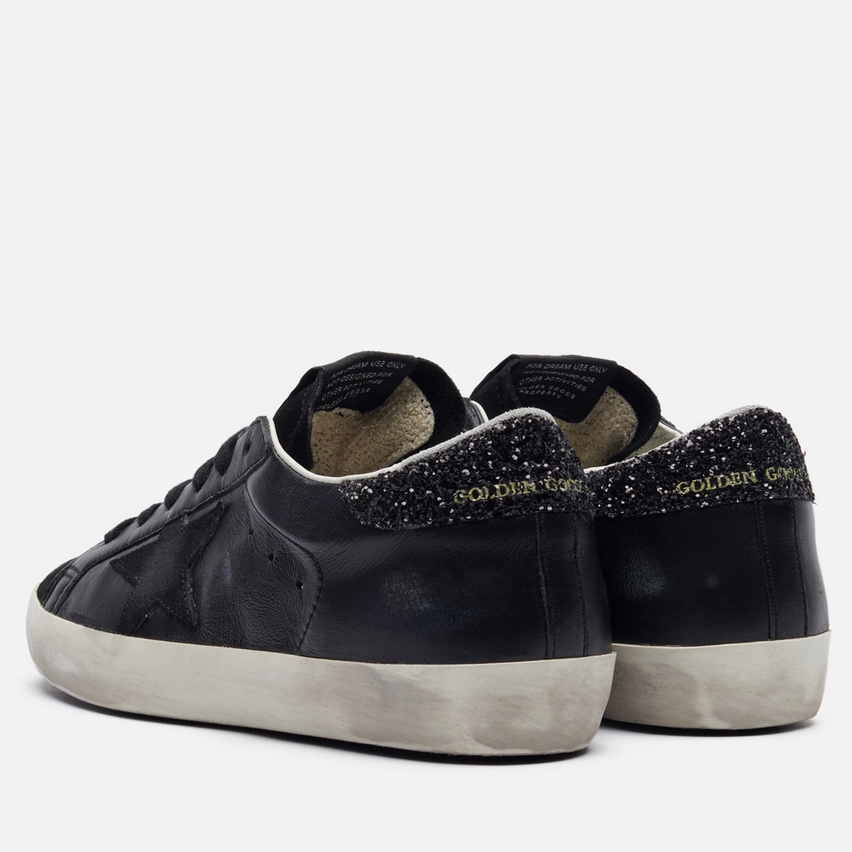 Women's Super-Star in black nappa with black star and glitter heel tab - Зображення 4