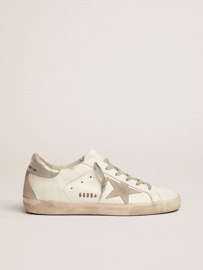 Golden Goose Super-Star with silver heel tab and metal stud lettering