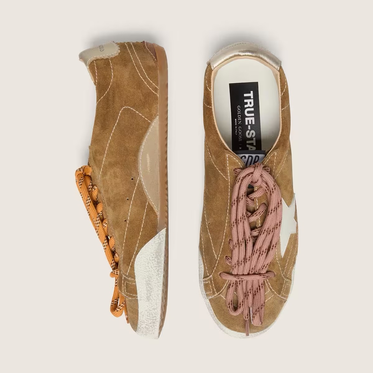 Golden Goose True-Star women’s sneakers in tobacco suede with white star and platinum heel tab - Зображення 4