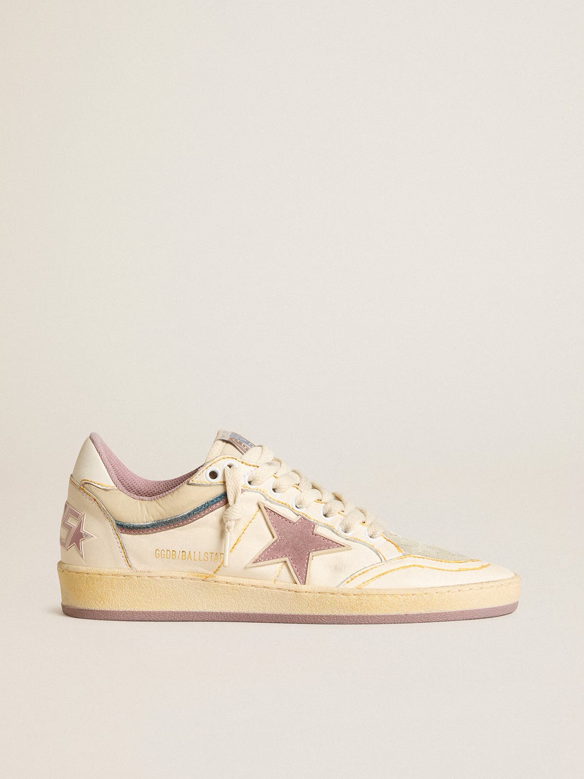 Golden Goose Ball Star women’s sneakers in nappa leather with mauve TPU star and leather heel tab