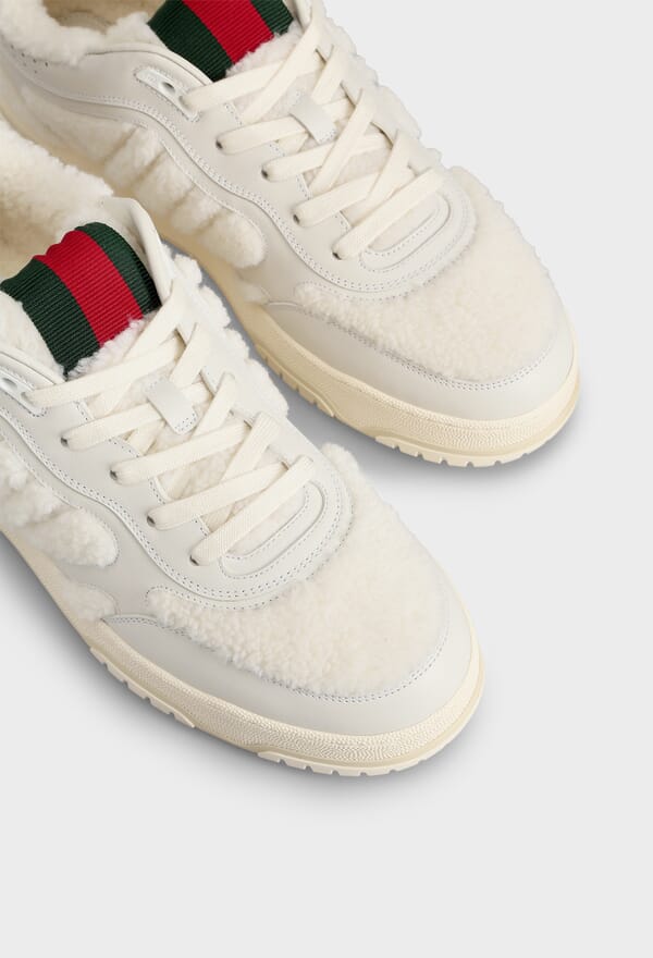 ШКІРЯНІ КРОСІВКИ З ХУТРОМ RE-WEB GUCCI 800179 224/1I1M - Зображення 3