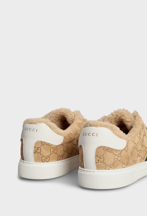 ЗАМШЕВІ КЕДИ З ХУТРОМ AСЕ GUCCI 798562 224/0C6M - Зображення 4