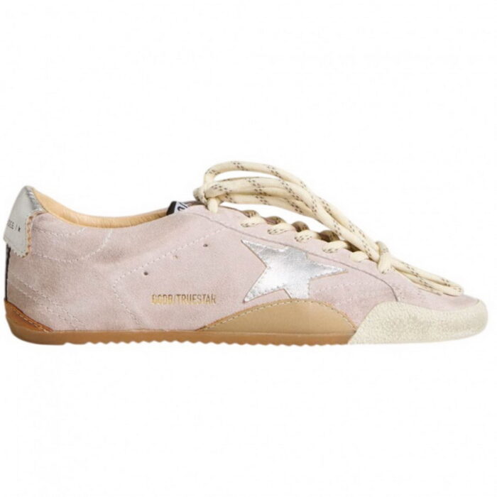 Women's True-Star in pastel pink suede with silver star and heel tab